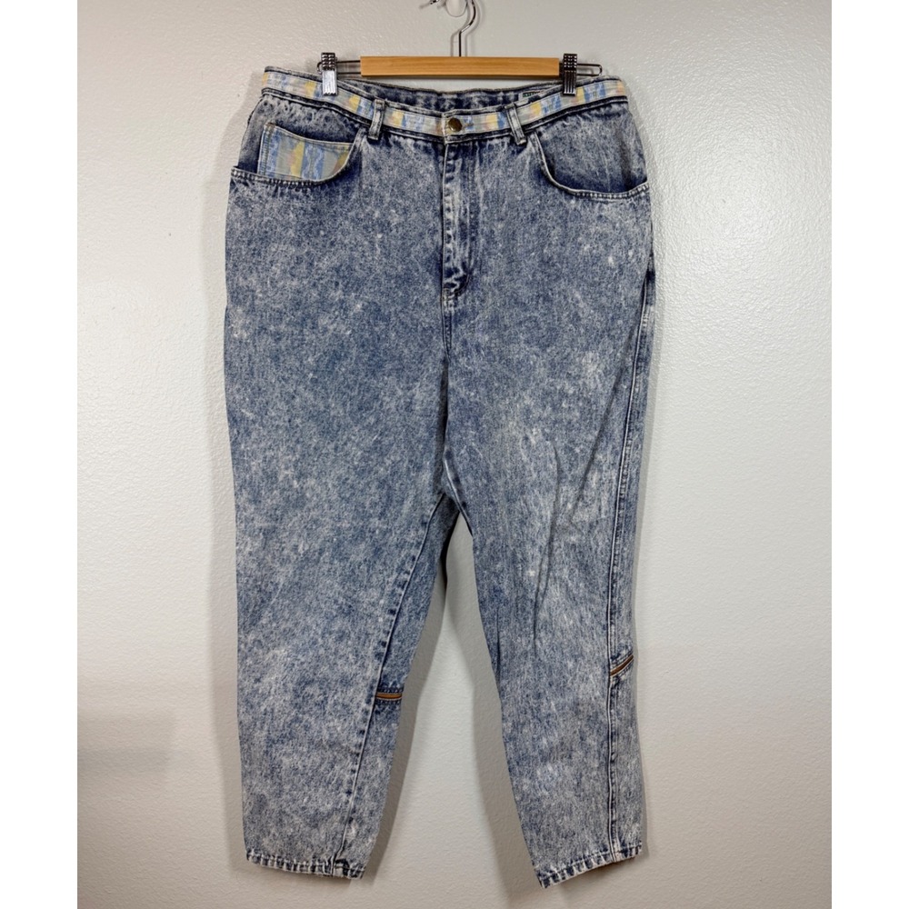 Stefano Jeans Womens 20W Blue Acid Wash Mom Jeans High Rise Denim Retro Vintage